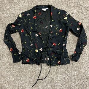 Vintage Althuser 100% Silk Made in USA Sheer Floral Top